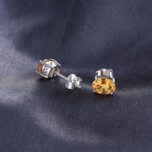 💛 1.43ct Citrine Earrings - 925 Sterling Silver - Picture 2 of 6